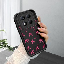HONTINGA Xiaomi Redmi Note 14 Pro ile Uyumlu Kılıfı Düşüme Önleyici Basitlik Anti Düşme Kamera Korumali Siyah Pembe Papyon Desen Yumuşak Silikon Telefon Kılıfı Kadın ve Erkek Için Uygundur K2-0465