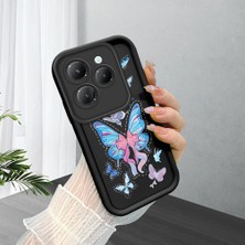 HONTINGA Infinix Hot 40 ile Uyumlu Kılıfı Düşüme Önleyici Basitlik Anti Düşme Kamera Korumali Siyah Küçük Kelebek Desen Yumuşak Silikon Telefon Kılıfı Kadın ve Erkek Için Uygundur K2-0464