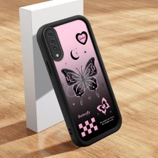 HONTINGA Samsung Galaxy A30S ile Uyumlu Kılıfı Düşüme Önleyici Basitlik Anti Düşme Kamera Korumali Şirin Kedi Siyah Kelebek Desen Yumuşak Silikon Telefon Kılıfı Kadın ve Erkek Için Uygundur K2-0458