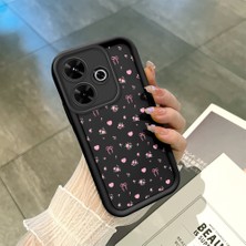 HONTINGA Xiaomi Redmi 13X ile Uyumlu Kılıfı Düşüme Önleyici Basitlik Anti Düşme Kamera Korumali Siyah Çiçek Desen Yumuşak Silikon Telefon Kılıfı Kadın ve Erkek Için Uygundur K2-0456