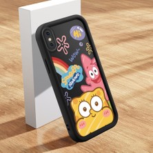 HONTINGA iPhone x ile Uyumlu Kılıfı Düşüme Önleyici Basitlik Anti Düşme Kamera Korumali Şirin Kedi Siyah Sünger Bob Desen Yumuşak Silikon Telefon Kılıfı Kadın ve Erkek Için Uygundur K2-0264