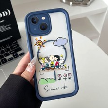 Ucuc iPhone 13 Uyumlu Manyetik Halkalı Yarı Sayda Mat Kamera Koruma Anti-Darbe Silikon Kılıf
