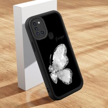 HONTINGA Samsung Galaxy A21S ile Uyumlu Kılıfı Düşüme Önleyici Basitlik Anti Düşme Kamera Korumali Şirin Kedi Siyah Kelebek Desen Yumuşak Silikon Telefon Kılıfı Kadın ve Erkek Için Uygundur K2-0262