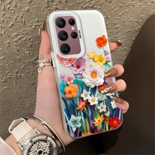 HONTINGA Samsung Galaxy S22 Ultra ile Uyumlu Kılıfı Silikon Kenar Sert Arka Düşüme Önleyici Basitlik Anti Düşme Kamera Korumali Çiçek Desen Telefon Kılıfı Kadın ve Erkek Için Uygundur K1-0859