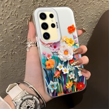 HONTINGA Samsung Galaxy S24 Ultra ile Uyumlu Kılıfı Silikon Kenar Sert Arka Düşüme Önleyici Basitlik Anti Düşme Kamera Korumali Çiçek Desen Telefon Kılıfı Kadın ve Erkek Için Uygundur K1-0859