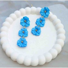 Myth Atelier Sky Blue Love El Yapımı Gök Mavisi Sallantılı Özel Tasarım Çiçek Küpe - Zarif ve Şık