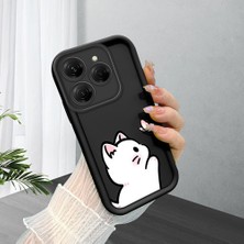 HONTINGA Tecno Spark 20 Pro ile Uyumlu Kılıfı Düşüme Önleyici Basitlik Anti Düşme Kamera Korumali Siyah Kedi Desen Yumuşak Silikon Telefon Kılıfı Kadın ve Erkek Için Uygundur K2-0265