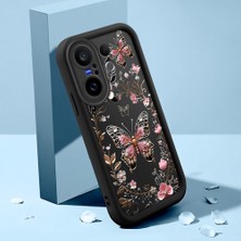 HONTINGA Vivo X200 Fe ile Uyumlu Kılıfı Düşüme Önleyici Basitlik Anti Düşme Kamera Korumali Şirin Kedi Siyah Gümüş Kelebek Desen Yumuşak Silikon Telefon Kılıfı Kadın ve Erkek Için Uygundur K2-0459