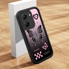 HONTINGA Poco X7 Pro ile Uyumlu Kılıfı Düşüme Önleyici Basitlik Anti Düşme Kamera Korumali Şirin Kedi Siyah Kelebek Desen Yumuşak Silikon Telefon Kılıfı Kadın ve Erkek Için Uygundur K2-0458