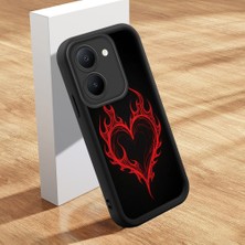 HONTINGA Vivo Y36 5g ile Uyumlu Kılıfı Düşüme Önleyici Basitlik Anti Düşme Kamera Korumali Şirin Kedi Siyah Kalp Desen Yumuşak Silikon Telefon Kılıfı Kadın ve Erkek Için Uygundur K2-0257