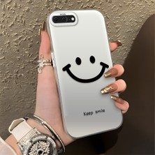 HONTINGA iPhone 8 Plus ile Uyumlu Kılıfı Silikon Kenar Sert Arka Düşüme Önleyici Basitlik Anti Düşme Kamera Korumali Gülümseme Desen Telefon Kılıfı Kadın ve Erkek Için Uygundur K1-0861