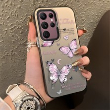 HONTINGA Samsung Galaxy S22 Ultra ile Uyumlu Kılıfı Silikon Kenar Sert Arka Düşüme Önleyici Basitlik Anti Düşme Kamera Korumali Kelebek Desen Telefon Kılıfı Kadın ve Erkek Için Uygundur K1-0864