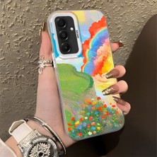 HONTINGA Samsung Galaxy A16 ile Uyumlu Kılıfı Silikon Kenar Sert Arka Düşüme Önleyici Basitlik Anti Düşme Kamera Korumali Gökkuşağı Desen Telefon Kılıfı Kadın ve Erkek Için Uygundur K1-0853