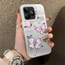 HONTINGA Realme C53 ile Uyumlu Kılıfı Silikon Kenar Sert Arka Düşüme Önleyici Basitlik Anti Düşme Kamera Korumali Kelebek Desen Telefon Kılıfı Kadın ve Erkek Için Uygundur K1-0864