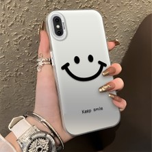 HONTINGA iPhone Xs ile Uyumlu Kılıfı Silikon Kenar Sert Arka Düşüme Önleyici Basitlik Anti Düşme Kamera Korumali Gülümseme Desen Telefon Kılıfı Kadın ve Erkek Için Uygundur K1-0861