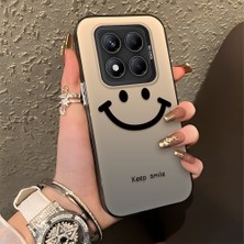 HONTINGA Xiaomi Redmi Note 14 Pro 5g ile Uyumlu Kılıfı Silikon Kenar Sert Arka Düşüme Önleyici Basitlik Anti Düşme Kamera Korumali Gülümseme Desen Telefon Kılıfı Kadın ve Erkek Için Uygundur K1-0861