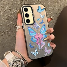 HONTINGA Samsung Galaxy S24 Fe ile Uyumlu Kılıfı Silikon Kenar Sert Arka Düşüme Önleyici Basitlik Anti Düşme Kamera Korumali Kelebek Desen Telefon Kılıfı Kadın ve Erkek Için Uygundur K1-0854