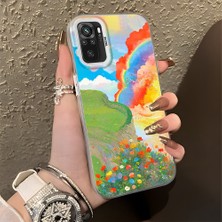 HONTINGA Xiaomi Redmi Note 10S ile Uyumlu Kılıfı Silikon Kenar Sert Arka Düşüme Önleyici Basitlik Anti Düşme Kamera Korumali Gökkuşağı Desen Telefon Kılıfı Kadın ve Erkek Için Uygundur K1-0853
