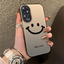 HONTINGA Oppo A60 ile Uyumlu Kılıfı Silikon Kenar Sert Arka Düşüme Önleyici Basitlik Anti Düşme Kamera Korumali Gülümseme Desen Telefon Kılıfı Kadın ve Erkek Için Uygundur K1-0861