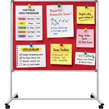 Ek Yüzlü Mobil Ayaklı Tekerlekli Kumaş Mantar Pano