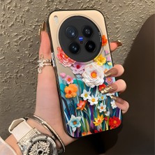 HONTINGA Vivo X300 Pro ile Uyumlu Kılıfı Silikon Kenar Sert Arka Düşüme Önleyici Basitlik Anti Düşme Kamera Korumali Çiçek Desen Telefon Kılıfı Kadın ve Erkek Için Uygundur K1-0859