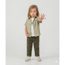 Bontino Erkek Çocuk Çorap Hediyeli 3'lü Takım; Gömlek %100 Pamuk Tişört Likralı Pantolon