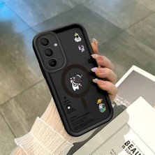 HONTINGA Samsung Galaxy A15 ile Uyumlu Kılıfı Düşüme Önleyici Basitlik Anti Düşme Kamera Korumali Siyah Yaratıcılık Desen Yumuşak Silikon Telefon Kılıfı Kadın ve Erkek Için Uygundur K2-0462