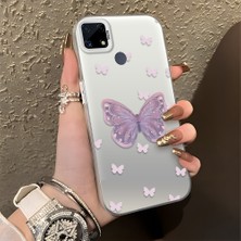 HONTINGA Realme C15 ile Uyumlu Kılıfı Silikon Kenar Sert Arka Düşüme Önleyici Basitlik Anti Düşme Kamera Korumali Kelebek Desen Telefon Kılıfı Kadın ve Erkek Için Uygundur K1-0863