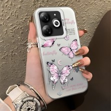 HONTINGA Infinix Smart 8 ile Uyumlu Kılıfı Silikon Kenar Sert Arka Düşüme Önleyici Basitlik Anti Düşme Kamera Korumali Kelebek Desen Telefon Kılıfı Kadın ve Erkek Için Uygundur K1-0864