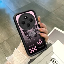 HONTINGA Xiaomi Redmi 14C ile Uyumlu Kılıfı Düşüme Önleyici Basitlik Anti Düşme Kamera Korumali Siyah Kelebek Desen Yumuşak Silikon Telefon Kılıfı Kadın ve Erkek Için Uygundur K2-0458