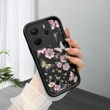 HONTINGA Xiaomi Redmi Note 14 ile Uyumlu Kılıfı Düşüme Önleyici Basitlik Anti Düşme Kamera Korumali Siyah Kelebek Desen Yumuşak Silikon Telefon Kılıfı Kadın ve Erkek Için Uygundur K2-0458