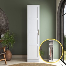 Rani BA218 Membran Kapaklı Gardırop Raflı Tek Kapaklı Askılı Elbise Dolabı Beyaz