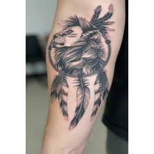 Dövme Kutusu Aslanlı Düş Kapanı Geçici Dövme - Kızılderili Temalı Tasarım