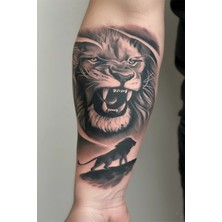 Dövme Kutusu Geçici Dövme | Kükreyen Aslan Tasarımı – Gücün, Cesaretin ve Krallığın Simgesi