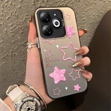 HONTINGA Infinix Smart 8 ile Uyumlu Kılıfı Silikon Kenar Sert Arka Düşüme Önleyici Basitlik Anti Düşme Kamera Korumali Renkli Yıldızlar Desen Telefon Kılıfı Kadın ve Erkek Için Uygundur K1-0858