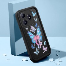 HONTINGA Realme C63 ile Uyumlu Kılıfı Düşüme Önleyici Basitlik Anti Düşme Kamera Korumali Şirin Kedi Siyah Küçük Kelebek Desen Yumuşak Silikon Telefon Kılıfı Kadın ve Erkek Için Uygundur K2-0464