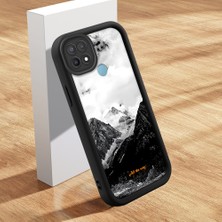 HONTINGA Oppo A15S ile Uyumlu Kılıfı Düşüme Önleyici Basitlik Anti Düşme Kamera Korumali Şirin Kedi Siyah Yüksek Dağ Desen Yumuşak Silikon Telefon Kılıfı Kadın ve Erkek Için Uygundur K2-0259