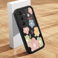 HONTINGA Samsung Galaxy S25 Fe ile Uyumlu Kılıfı Düşüme Önleyici Basitlik Anti Düşme Kamera Korumali Şirin Kedi Siyah Çiçek Desen Yumuşak Silikon Telefon Kılıfı Kadın ve Erkek Için Uygundur K2-0260