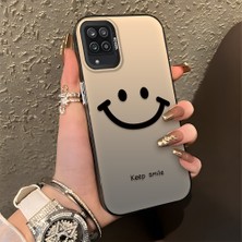 HONTINGA Samsung Galaxy M12 ile Uyumlu Kılıfı Silikon Kenar Sert Arka Düşüme Önleyici Basitlik Anti Düşme Kamera Korumali Gülümseme Desen Telefon Kılıfı Kadın ve Erkek Için Uygundur K1-0861