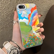 HONTINGA iPhone Se 2022 ile Uyumlu Kılıfı Silikon Kenar Sert Arka Düşüme Önleyici Basitlik Anti Düşme Kamera Korumali Gökkuşağı Desen Telefon Kılıfı Kadın ve Erkek Için Uygundur K1-0853