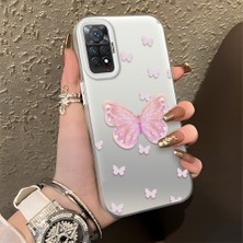 HONTINGA Xiaomi Redmi Note 11 Pro 5g ile Uyumlu Kılıfı Silikon Kenar Sert Arka Düşüme Önleyici Basitlik Anti Düşme Kamera Korumali Pembe Kelebek Desen Telefon Kılıfı Kadın ve Erkek Için Uygundur K1-0862