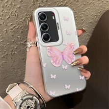 HONTINGA Tecno Camon 40 ile Uyumlu Kılıfı Silikon Kenar Sert Arka Düşüme Önleyici Basitlik Anti Düşme Kamera Korumali Pembe Kelebek Desen Telefon Kılıfı Kadın ve Erkek Için Uygundur K1-0862