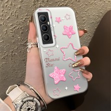 HONTINGA Realme C65 4g ile Uyumlu Kılıfı Silikon Kenar Sert Arka Düşüme Önleyici Basitlik Anti Düşme Kamera Korumali Renkli Yıldızlar Desen Telefon Kılıfı Kadın ve Erkek Için Uygundur K1-0858