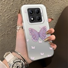 HONTINGA Xiaomi Redmi Note 14 Pro ile Uyumlu Kılıfı Silikon Kenar Sert Arka Düşüme Önleyici Basitlik Anti Düşme Kamera Korumali Kelebek Desen Telefon Kılıfı Kadın ve Erkek Için Uygundur K1-0863