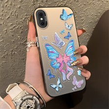 HONTINGA iPhone Xs ile Uyumlu Kılıfı Silikon Kenar Sert Arka Düşüme Önleyici Basitlik Anti Düşme Kamera Korumali Kelebek Desen Telefon Kılıfı Kadın ve Erkek Için Uygundur K1-0854
