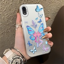 HONTINGA iPhone Xr ile Uyumlu Kılıfı Silikon Kenar Sert Arka Düşüme Önleyici Basitlik Anti Düşme Kamera Korumali Kelebek Desen Telefon Kılıfı Kadın ve Erkek Için Uygundur K1-0854
