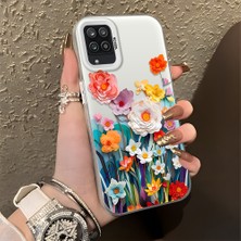 HONTINGA Samsung Galaxy M12 ile Uyumlu Kılıfı Silikon Kenar Sert Arka Düşüme Önleyici Basitlik Anti Düşme Kamera Korumali Çiçek Desen Telefon Kılıfı Kadın ve Erkek Için Uygundur K1-0859