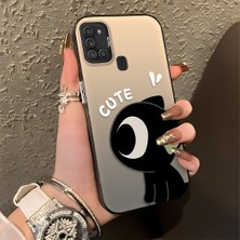 HONTINGA Samsung Galaxy A21S ile Uyumlu Kılıfı Silikon Kenar Sert Arka Düşüme Önleyici Basitlik Anti Düşme Kamera Korumali Şirin Desen Telefon Kılıfı Kadın ve Erkek Için Uygundur K1-0856