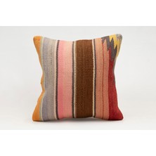 Kilim Wholesale El Yapımı Kilimden Yapılmış Vintage Kırlent Kılıfı, Yün, 40X40 cm
