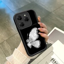 HONTINGA Tecno Spark 20 Pro ile Uyumlu Kılıfı Düşüme Önleyici Basitlik Anti Düşme Kamera Korumali Siyah Kelebek Desen Yumuşak Silikon Telefon Kılıfı Kadın ve Erkek Için Uygundur K2-0262